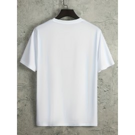 Smile Face Print, Men's Graphic Design Crew Neck T-shirt, Casual Comfy Tees Tshirts For Summer, Men's Clothing Tops For Daily Vacation Resorts