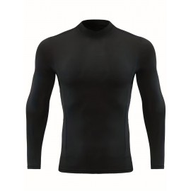 Men's Casual Pullover Shirts Long Sleeve Slim Fit Basic Solid Lightweight Turtleneck T-Shirt
