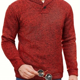 Trendy Solid Stand Collar Cool Knitted Thermal Sweater For Men, Men's Casual  Pullover  Knit Sweater Streetwear For Winter Fall, As Gifts