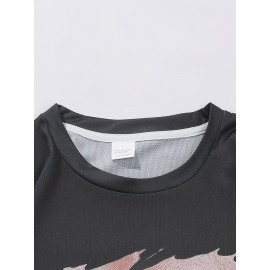 Sexy Muscle 3D Digital Pattern Print Men's Graphic T-shirts, Causal Comfy Tees, Short Sleeves Comfortable Pullover Tops, Men's Summer Clothing