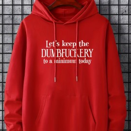 DUMFUCKERY Print Hoodies For Men, Graphic Hoodie With Kangaroo Pocket, Comfy Loose Trendy Hooded Pullover, Mens Clothing For Autumn Winter