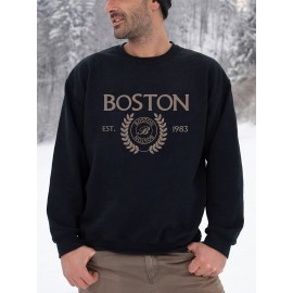 Men's Pullover Round Neck Long Sleeve Sweatshirt Letter 