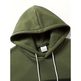 Color Block Hoodie, Cool Hoodies For Men, Men's Casual Graphic Design Pullover Hooded Sweatshirt With Kangaroo Pocket Streetwear For Winter Fall, As Gifts